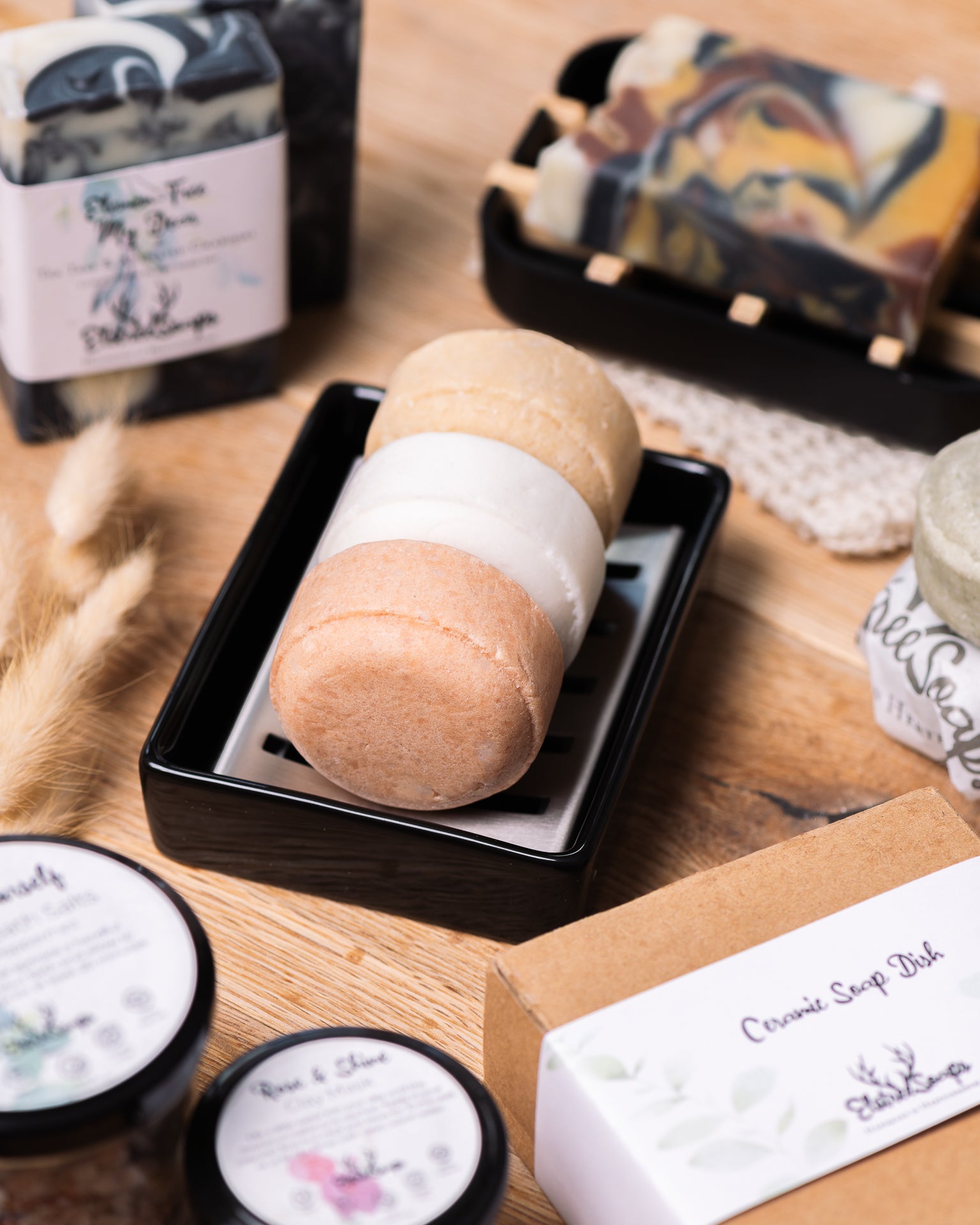 Ceramic Soap Dish - Modern Soap Holder with Drainage | Elstree Soaps