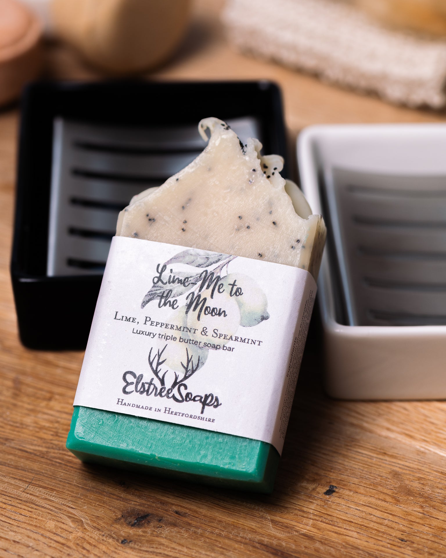 Ceramic Soap Dish - Modern Soap Holder with Drainage | Elstree Soaps