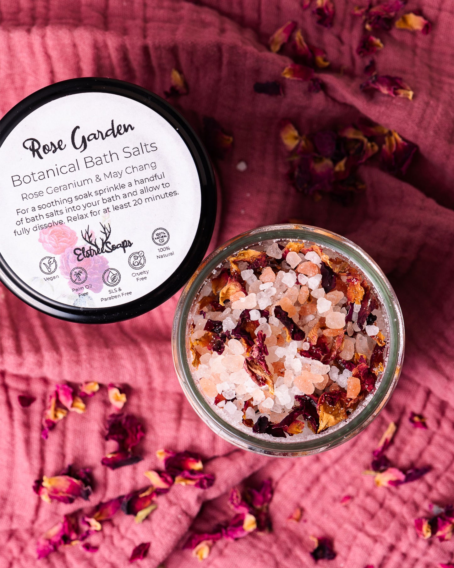 Rose Garden Bath Salts – Soothing & Floral Soak | Elstree Soaps
