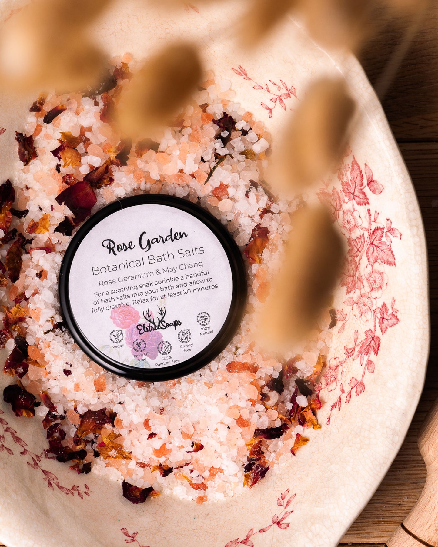 Rose Garden Bath Salts – Soothing & Floral Soak | Elstree Soaps