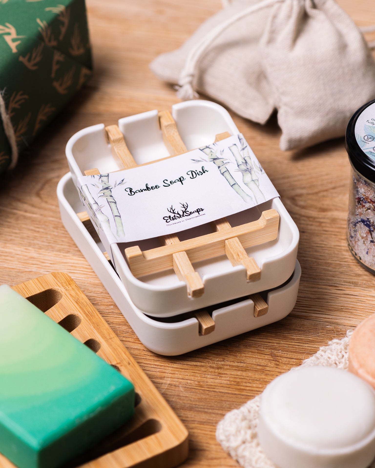 Bamboo Soap Dish - Eco-Friendly Soap Holder | Elstree Soaps